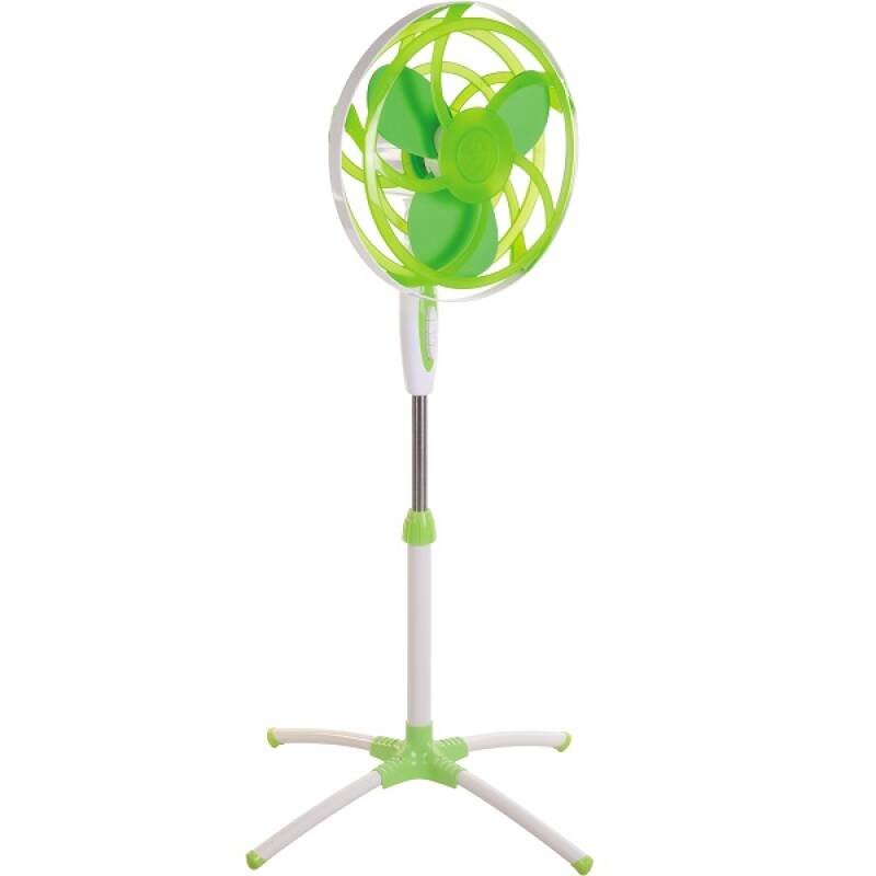Вентилатор на стойка 16&quot;Muhler 6019SB зелен, Нoв атрактивен дизайн, 3 перки от мек материал, Стабилна кръстата стойка