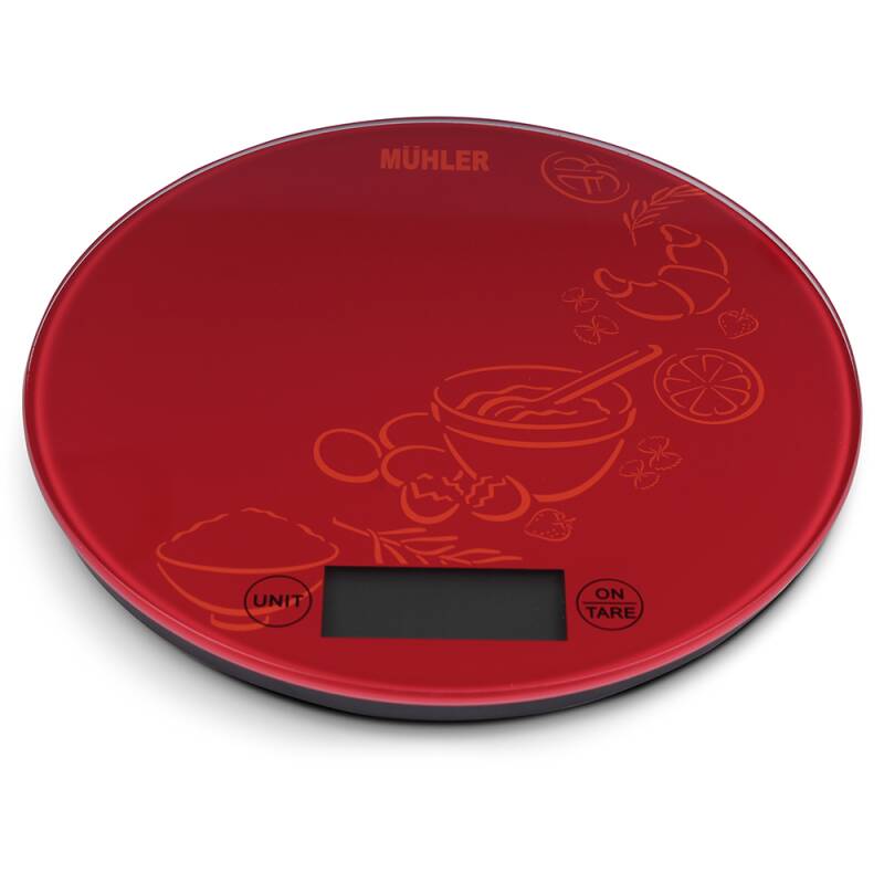 Везна кухненска Muhler KSC-2026R red, Капацитет: 5kg, Градуиране: 1g, Функция тара