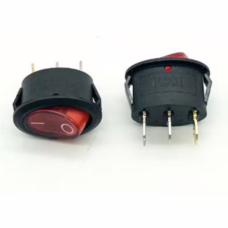 Ключ елипса, 3pin, 2 положения, светещ, червен, 250V, 6A, 22x14mm