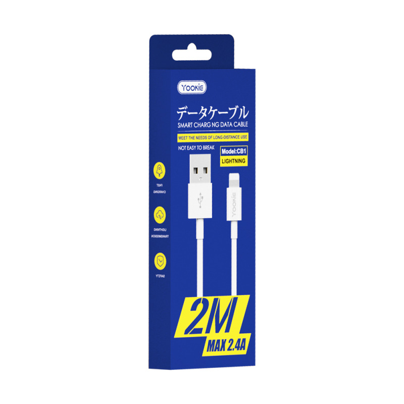 Кабел за данни Yookie CB1, Micro USB, 2.0m, Бял - 40146