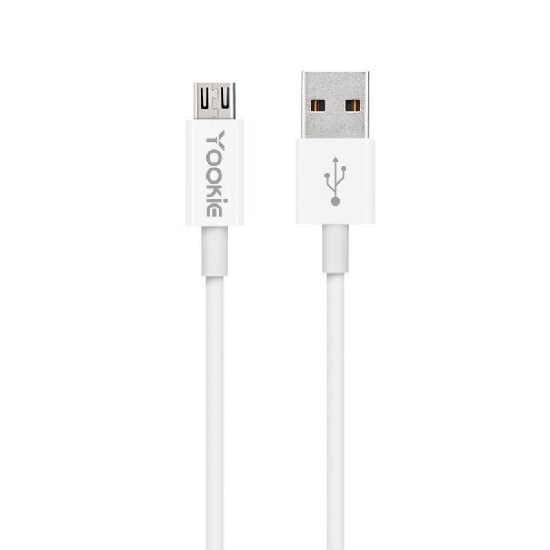 Кабел за данни Yookie CB1, Micro USB, 2.0m, Бял - 40146