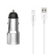Зарядно устройство за кола Yookie PC4, Quick Charge 3.0, 2xUSB, С Type-C кабел, Различни цветове - 40145
