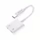 Преходник Moveteck TB1283, Type-C към 3,5mm + Type-C F, 0.15m, Бял - 40154