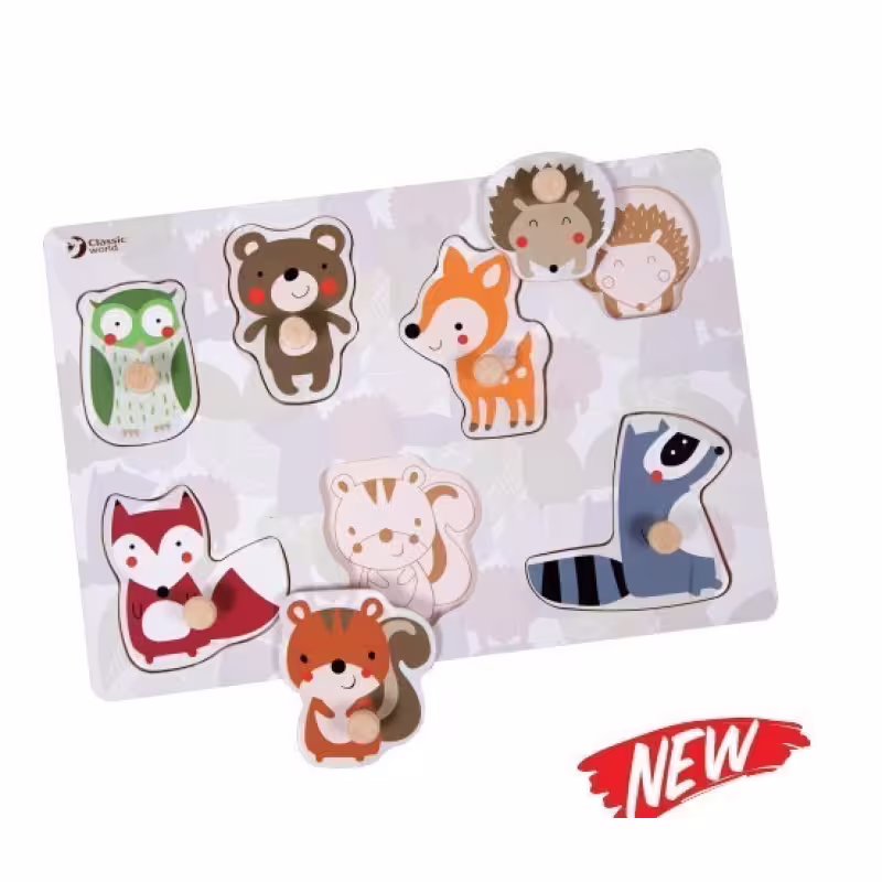 Дървен пъзел с горски животни