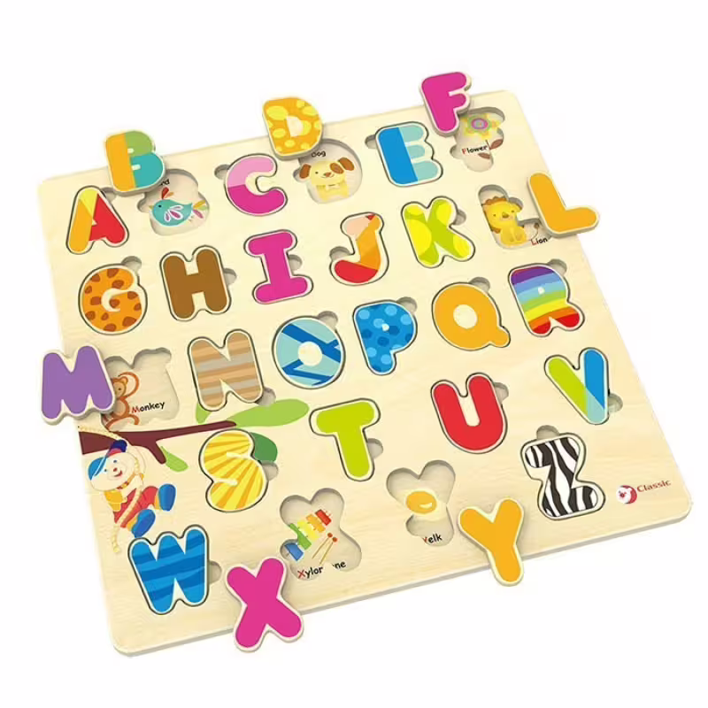 Дървен пъзел с английската азбука
