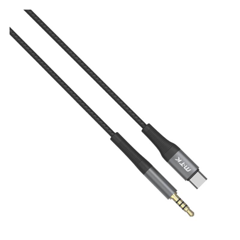 Аудио кабел за музика De-42ca, Type-C(м), 3,5mm JACK(м), черен, 1m