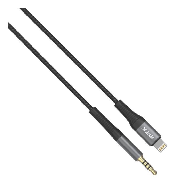 Аудио кабел за музика AUX39, iPhone, Apple lightning(м)/3,5mm JACK(м), черен, 1m