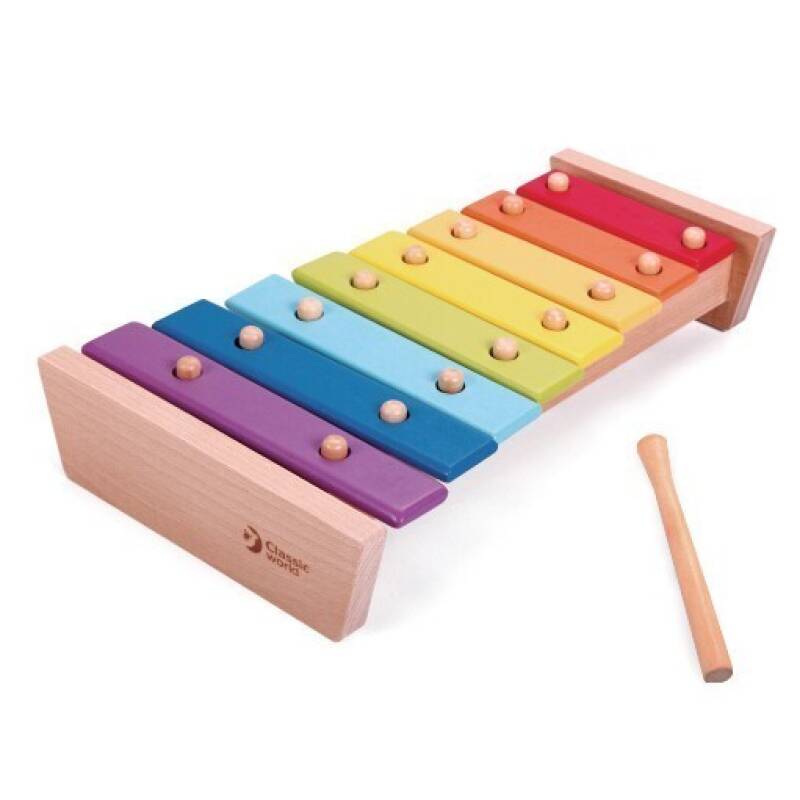 Дървен ксилофон с цветовете на дъгата