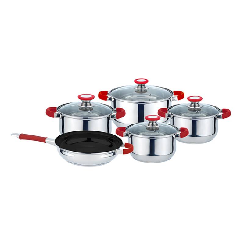 Комплект съдове за готвене Muhler MR-975, 9 части, червени