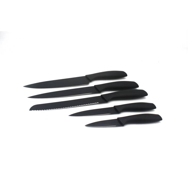 Комплект ножове zephyr zp 1633 y5b, 5 части, незалепващо покритие, стомана, черен