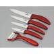 Комплект ножове с поставка zilner zl 5123, 6 части, белачка, керамично покритие, червен