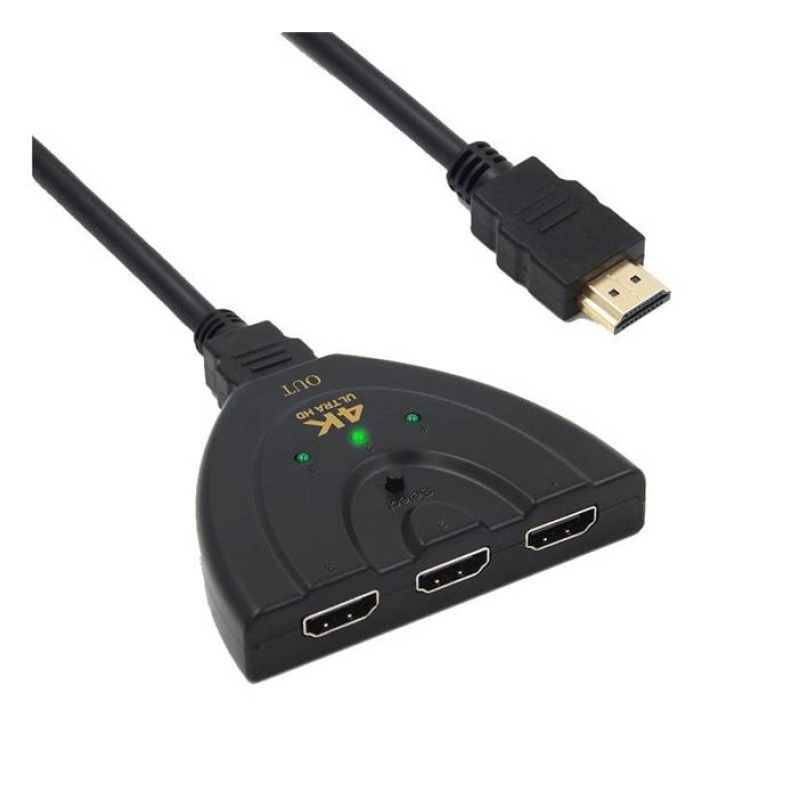 Кабел преходен HDTV, превключвател,1080p, вход 3xHDMI(ж), изход HDMI(м), 0,5m