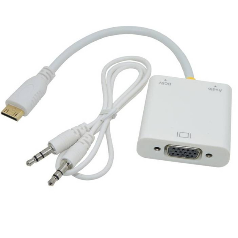 Кабел с конвертор, преобразувател, вход MINI HDMI(м), изход VGA(ж), 0,3m