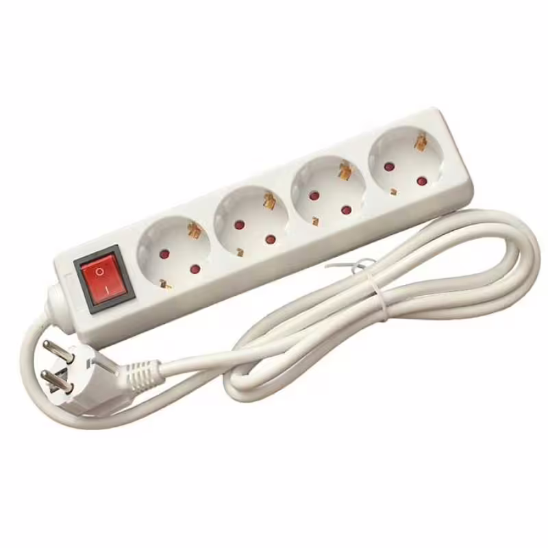 Разклонител C1-H4T, контакт, ключ, 4-ка, бял, 5m, 220VAC, 10A, 3x1.5mm2