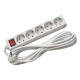 Разклонител C1-H5T, контакт, ключ, 5-ца, бял, 5m, 220VAC, 10A, 3x1.5mm2