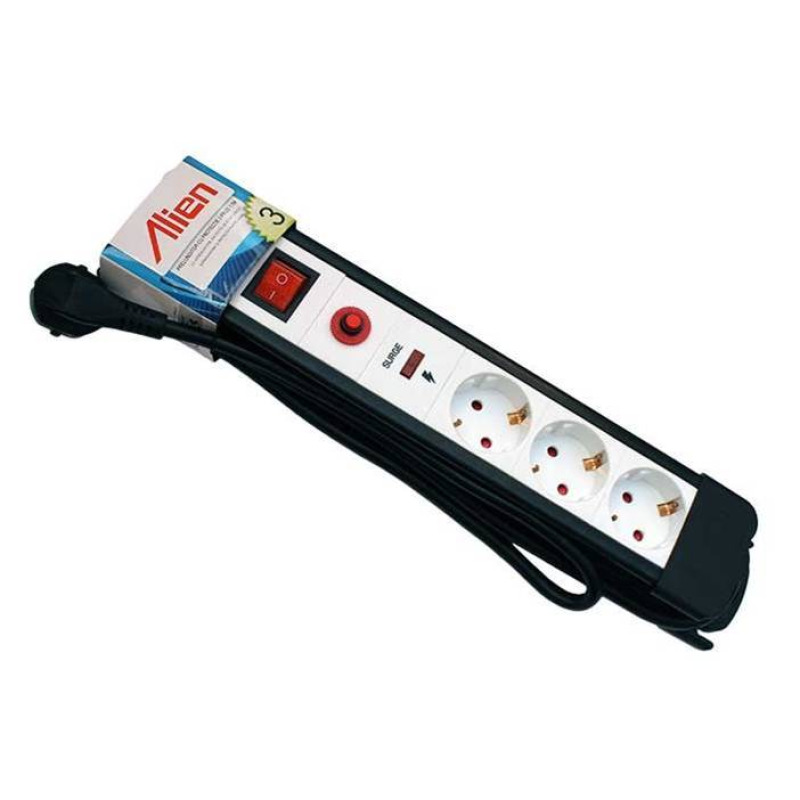 Разклонител YS-N6013S, контакт, защита, ключ, 3-ка, 3m, 220VAC, 16A