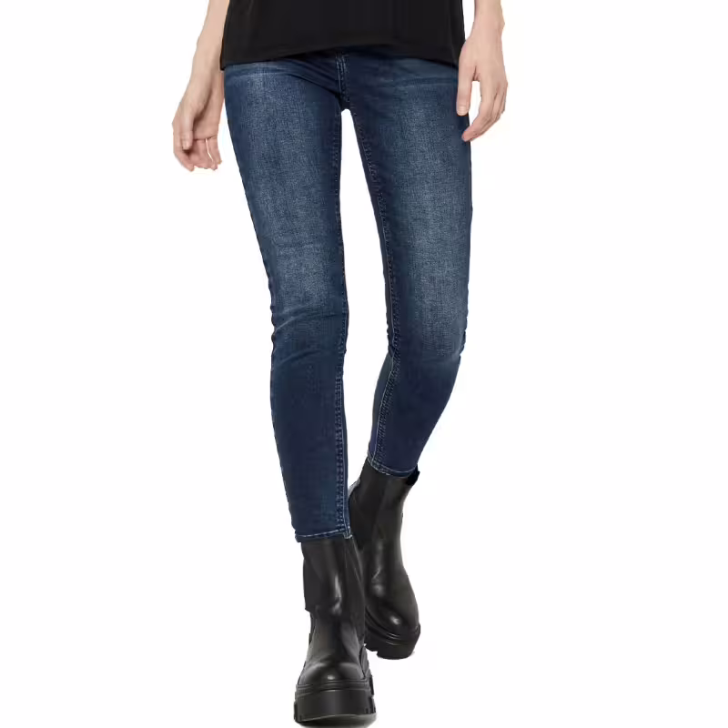 PIECES Delly Skinny Mid Rise Jeans Dark Blue Denim