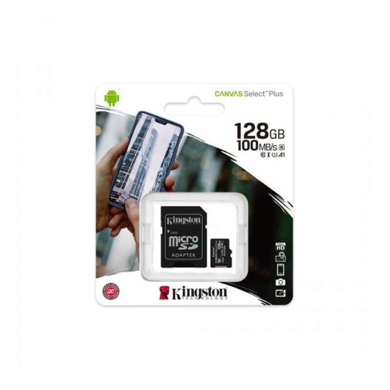 MicroSD карта памет клас 10 KINGSTON с адаптер 128GB