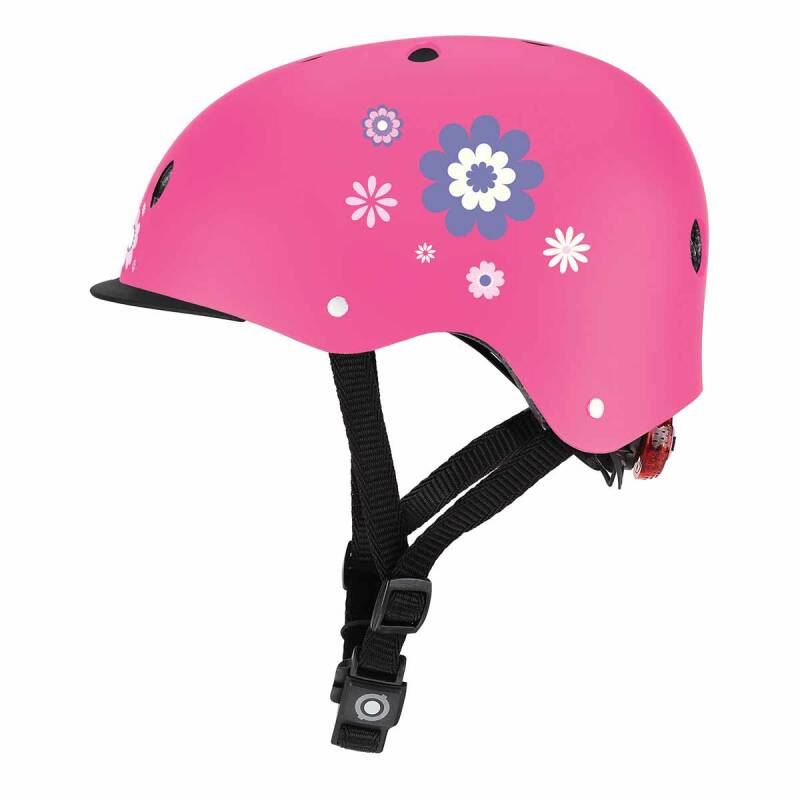 Детска каска за колело и тротинетка Globber, 48-53 см, светеща, розова