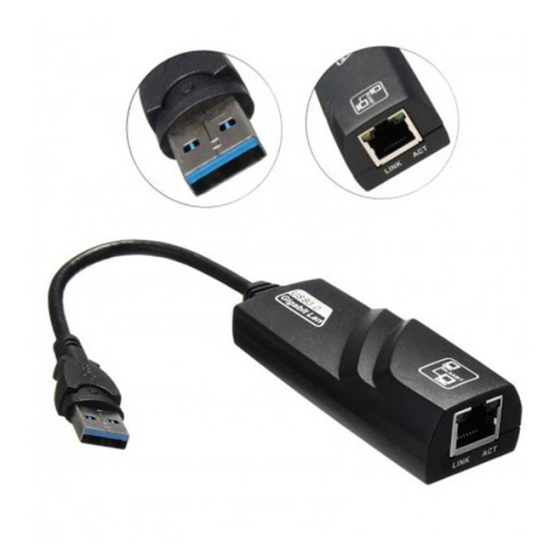 Мрежова LAN карта, външна, USB 3.0, RJ45 8pin, 10/100/1000MB/s