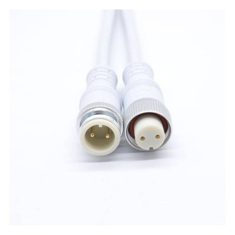 Захранващ влагозащитен кабел 2pin за LED осветление, комплект мъжки+женски/2x2 извода 0,3m