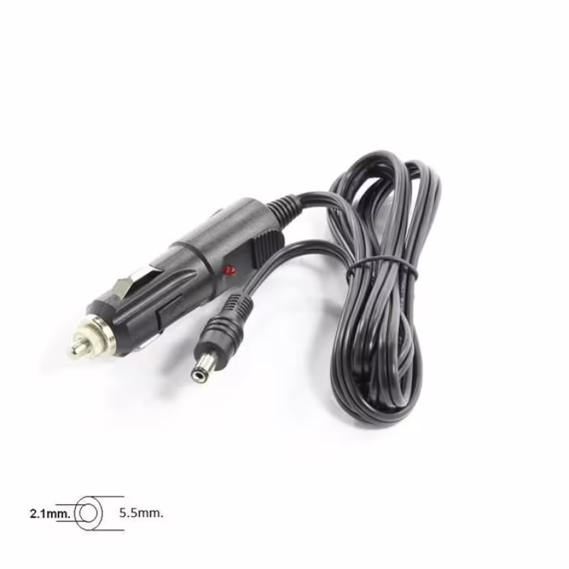 Кабел за автомобил, автомобилна букса за запалка(м), букса 5,5x2,5/2,1mm(ж), 12VDC, 24VDC, 1,5m