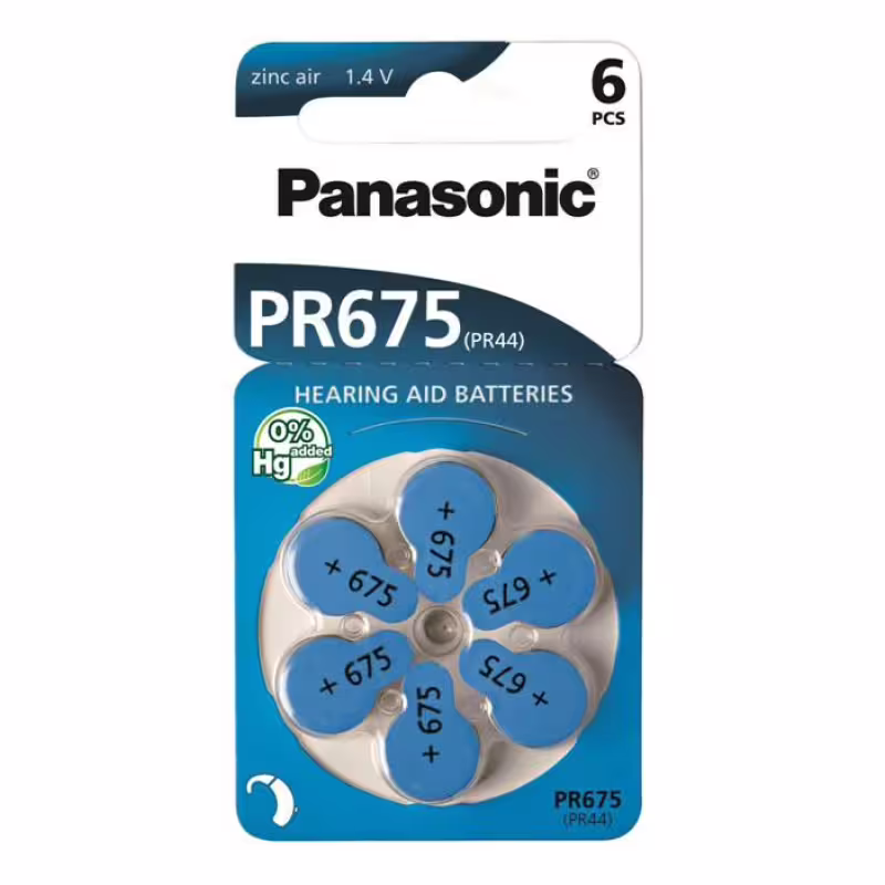 Цинкова въздушна батерия PANASONIC, за слухов апарат, 1,4VDC, PR44, (ZA675)