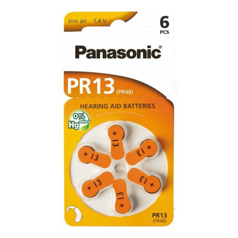 Цинкова въздушна батерия PANASONIC, за слухов апарат, 1,4VDC, PR13, (ZA13)