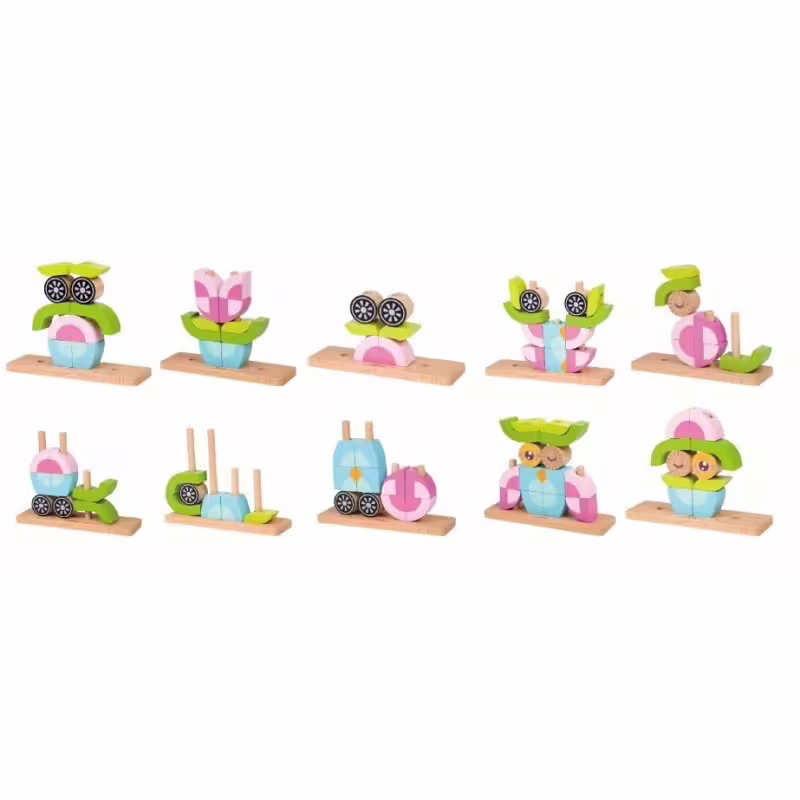 Дървен пъзел за деца от кубчета - бухал