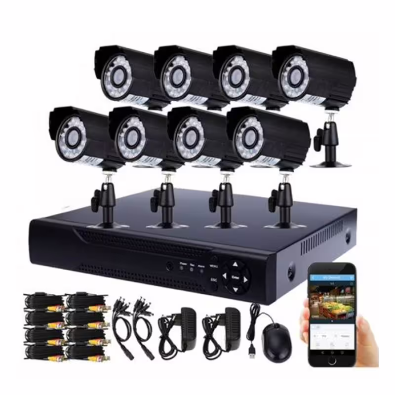 Комплект за видео наблюдение, 8 бр. камери с кабел, DVR, CCTV, USB