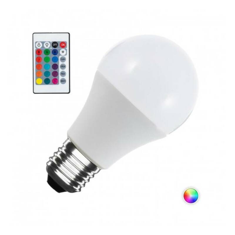 Комплект LED лампа A60, дистанционно управление, E27, 220V, 7W, RGB