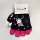 Детски ръкавички Кравичка, черни/розови, 6-10 год.