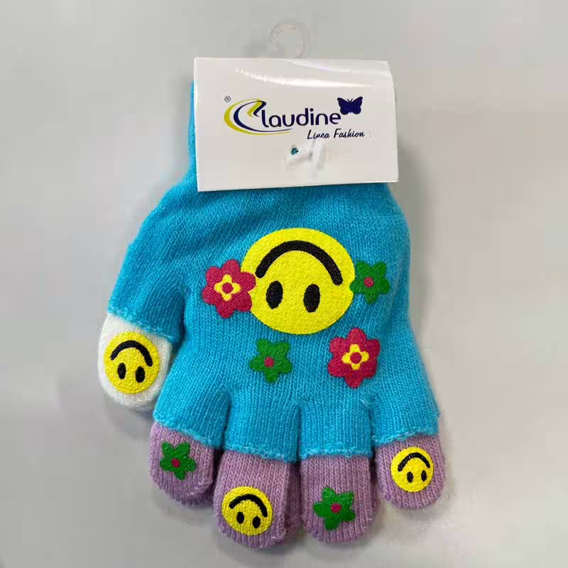 Детски ръкавички Усмивка, сини/лилави, 6-10 год.
