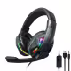 Слушалки Oakorn G4 LED, За компютър, Микрофон, Подсветка, 3.5mm, USB, Черен - 20597