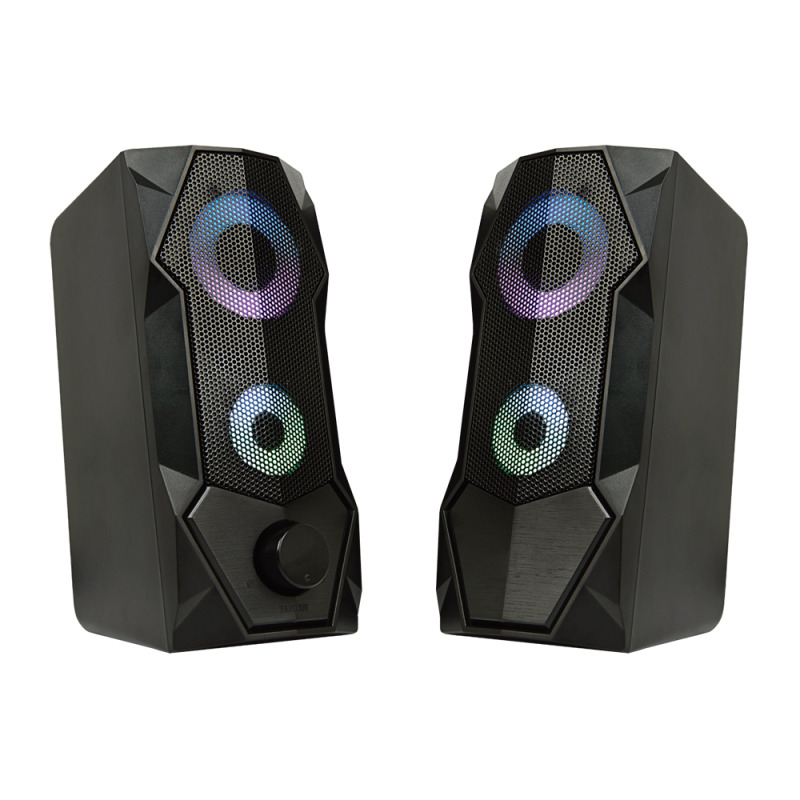 Тонколони Aula N-301, 2x3W, USB, RGB, Черен - 22185