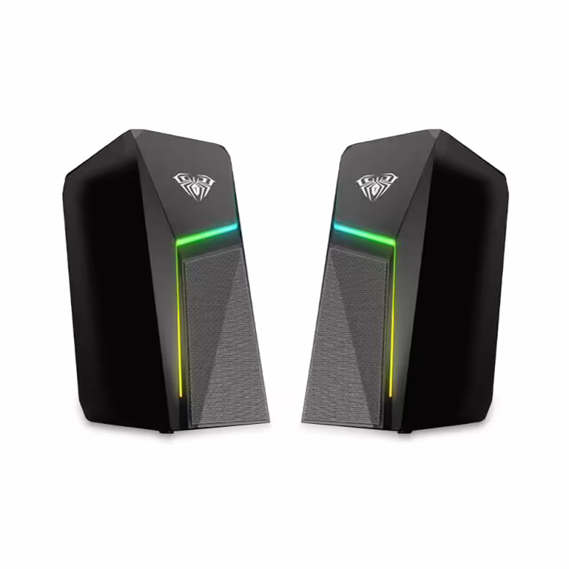 Тонколони Aula N-521, 2x3W, USB, RGB, Черен - 22181