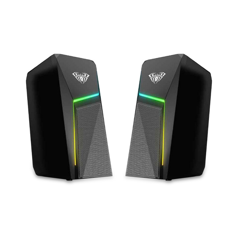 Тонколони Aula N-521, 2x3W, USB, RGB, Черен - 22181