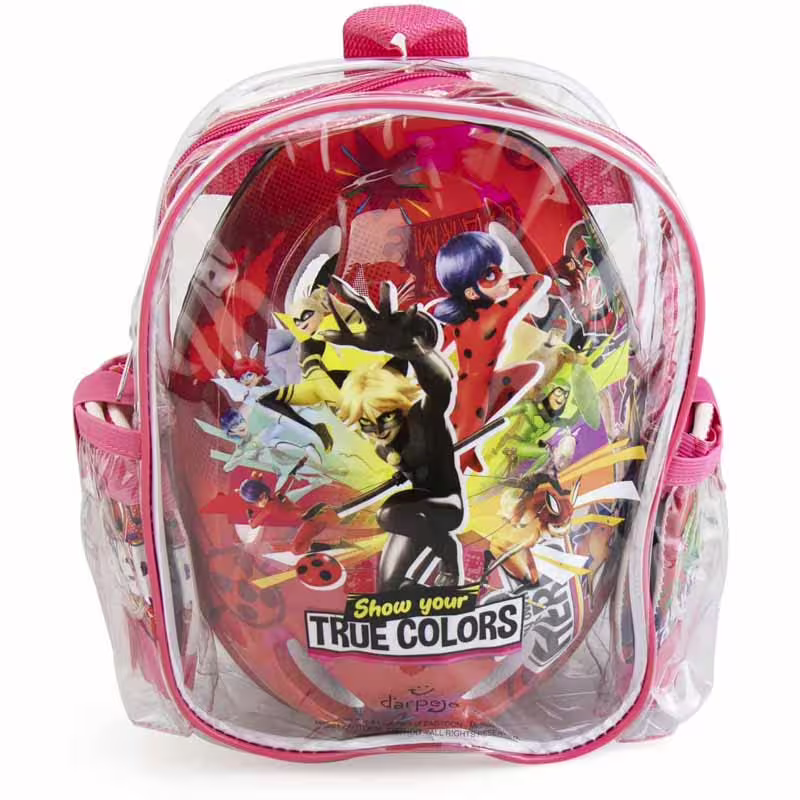 Комплект каска, наколенки и налакътници в раничка, MIRACULOUS