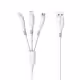 Кабел за зареждане DeTech DE-C40, 3 в 1, Micro USB, Lightning, Type-C, 1.0m, Бял - 40203