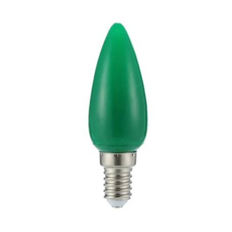 Лампа свещ, зелена, цокъл E14, 220V, 40W