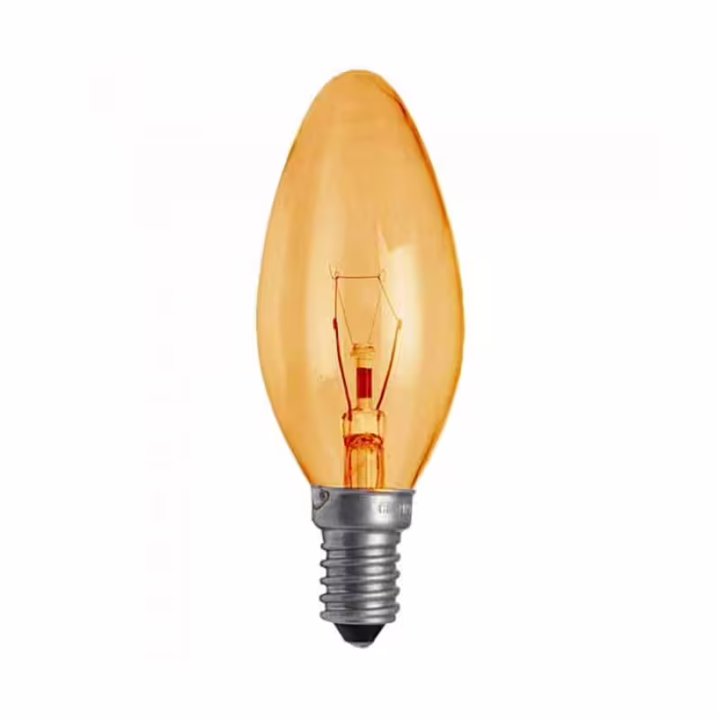 Лампа свещ, оранжева, цокъл E14, 220V, 40W