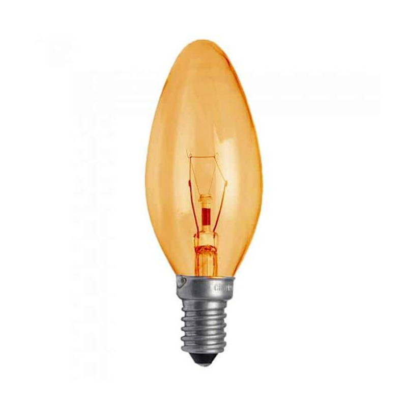 Лампа свещ, оранжева, цокъл E14, 220V, 40W