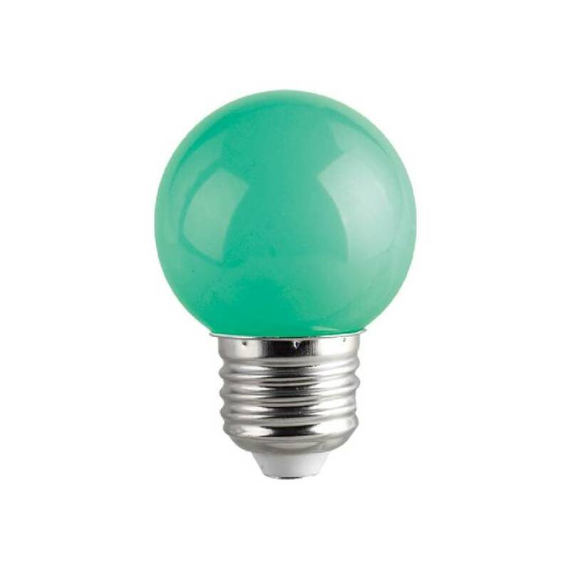 Лампа сфера мини, зелена, LED, клас F, цокъл E27, 220V, 1W