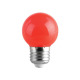 Лампа сфера мини, червена, LED, клас F, цокъл E27, 220V, 1W