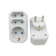 Разклонител за контакт 13607, 3-ка, без кабел, бял, 220V, 16A, 2,5A