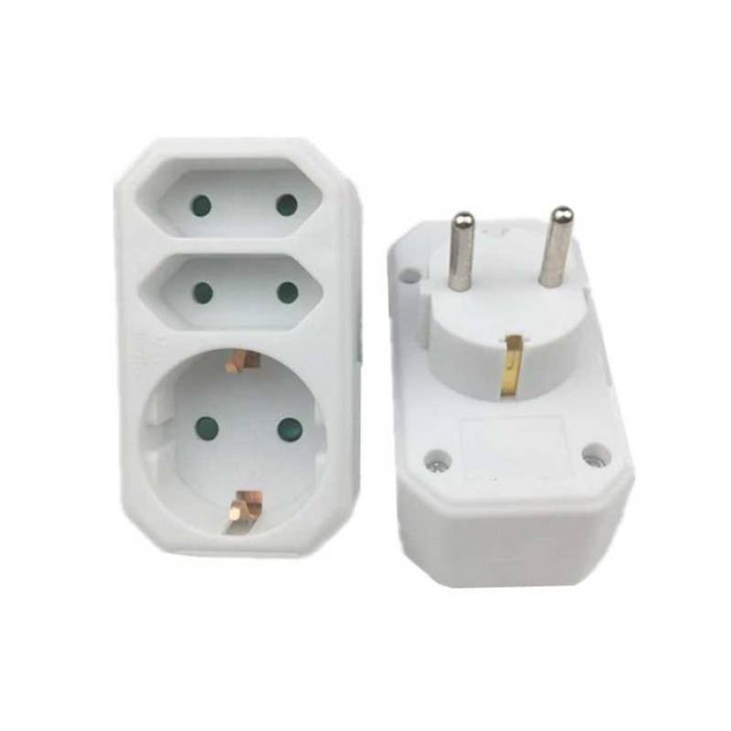 Разклонител за контакт 13607, 3-ка, без кабел, бял, 220V, 16A, 2,5A