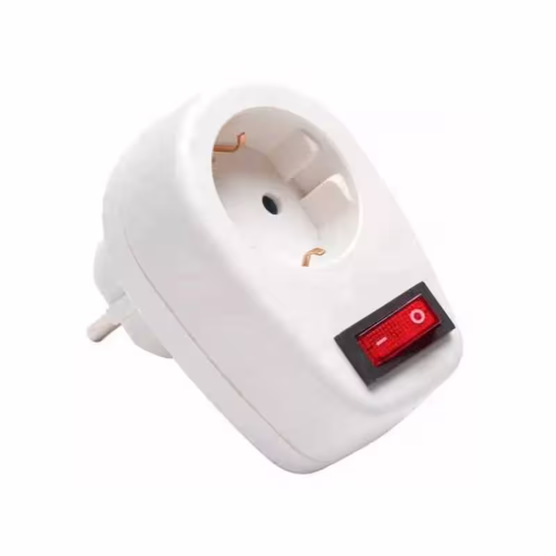 Разклонител за контакт 8958, шуко, ключ, без кабел, бял, 220V, 16A, 3680W