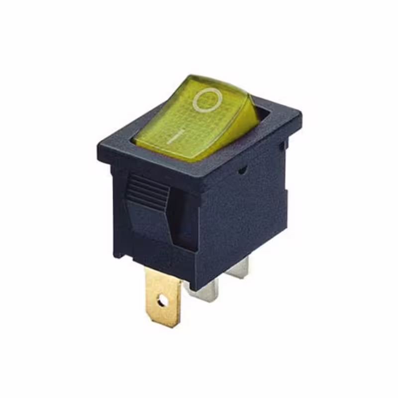 Ключ, 3pin, 2 положения, светещ, оранжев, 250V, 6,5A, 19x13mm