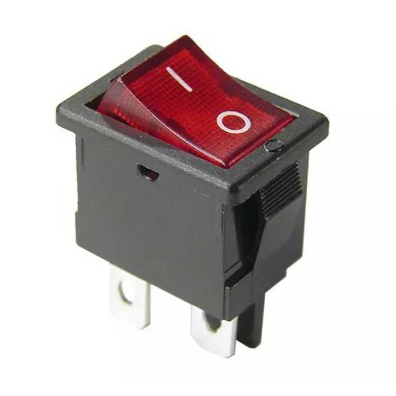 Ключ, 4pin, 2 положения, светещ, червен, 250V, 10A, 19x13mm