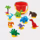 Детска кофичка за игра на пясъка с фигурки на динозаври